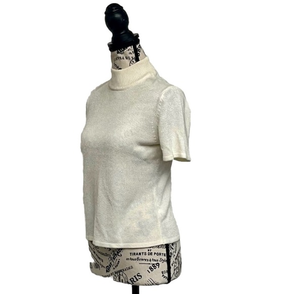 Tahari ASL beige Knit Sweater Blouse Normcore Womens Preppy Modest Mature 4P - Picture 3 of 10